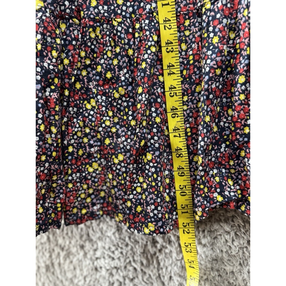 J Crew Tiered Floral Maxi Dress Navy Blue Linen Cotton Ruffle CottageCore Size 6 - Picture 9 of 10